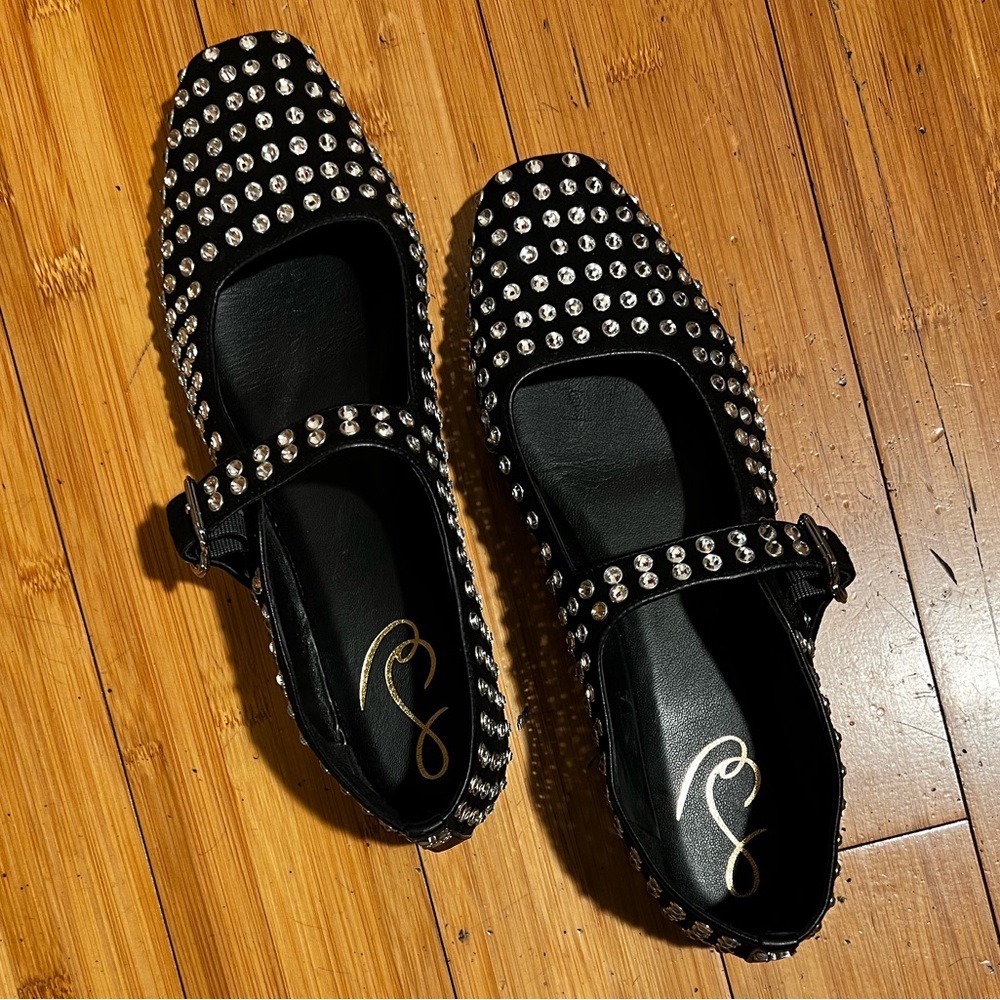 Sam Edelman Michaela Rhinestone Mary Jane Black Silver Size 10. - Picture 6 of 16